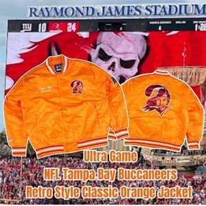 NFL Tampa Bay Buccaneers Retro Style Classic Orange Jacket Size Medium